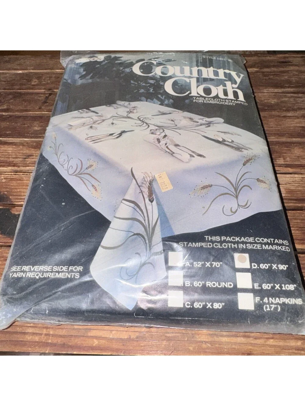 Vintage NOS Country Cloth Embroidery Tablecloth Kit Wheat Harvest 60x90 #1351